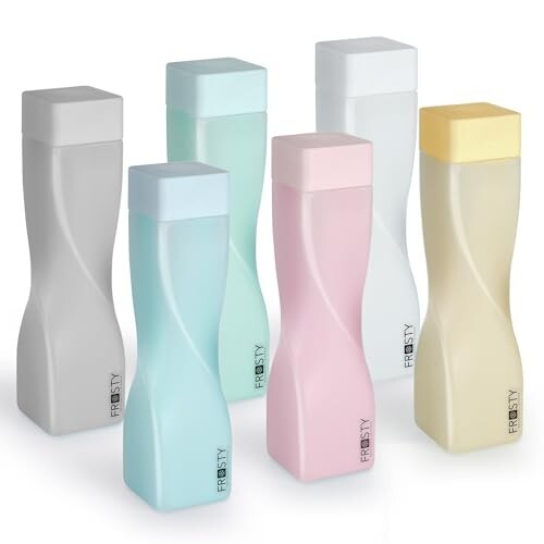 Frosty Square Twist Fridge Water Bottle Set of 6 | 1 Litre Twist Plastic Water Bottle for Fridge | Space-Saving Design | BPA-Free, Leak-Proof, Freezer Safe | Assorted Colours | 950ml