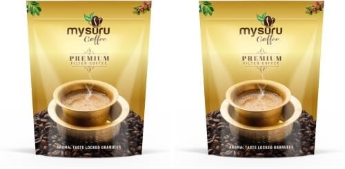 MYSURU COFFEE Premium Filter Coffee Powder 100g | Aromatic Taste [80% Coffee - 20% Chicory] | Traditional South Indian Blend | Freshly Roasted Ground Coffee (Pack of 2)