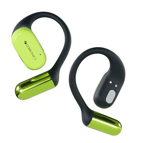 ZEBRONICS PODS O, Wireless Open-Ear Earbuds, OWS, 40 Hrs Backup, Neodymium Drivers, Ultra Comfort Fit,Low Latency Gaming (Green)