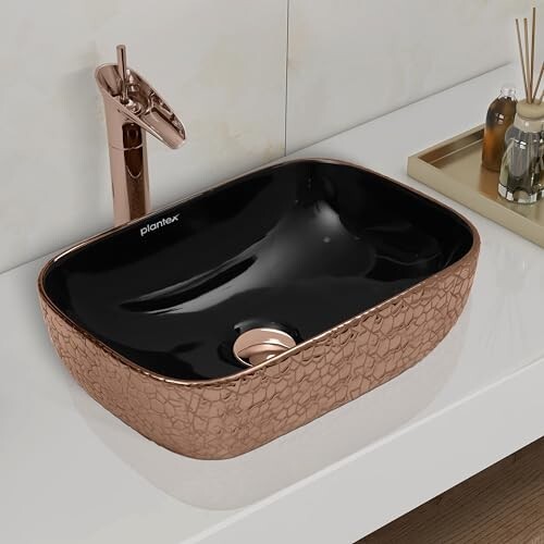 Plantex Table Top Wash Basin For Bathroom /Designer Ceramic Basin /Countertop Vessel Sink Basin - Indo-European Collection (14 x 10 x 5 Inch)