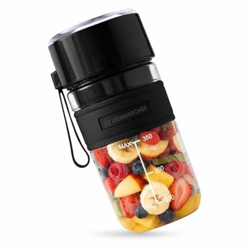 Wonderchef Nutri-cup Zip Portable Blender | 350ml | Blend & Sip with Flip Top Sipper Lid | For Smoothies, Juices, Shakes, Coffee | 2000 mAh Battery | 20 Blending Cycles in One Charge | Type C Charging