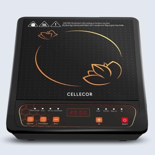 CELLECOR ICT01CE 2000 Watts Induction Cooktop with Auto-Switch Off | 8 Preset Modes | Soft Push Button Control | Overheat Protection | Easy-to-Clean- Surface |1-Year Warranty