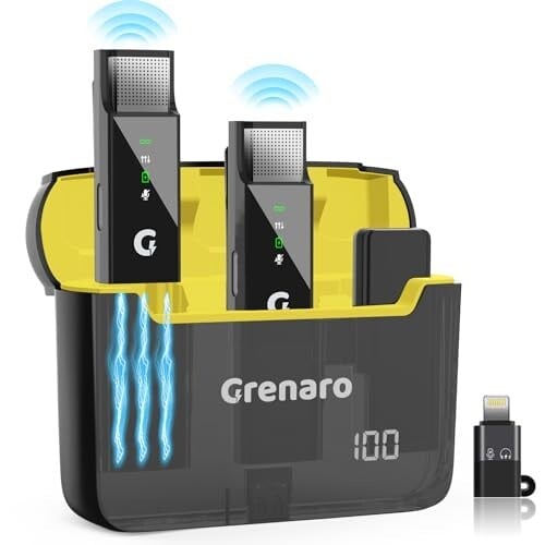 GRENARO Wireless Mic for YouTube Recording, Collar Microphone with 3-Level Noise Reduction, 30m Range, 30H Battery, Portable Mike for Vlog, Live Streaming & Mobile Video Creators