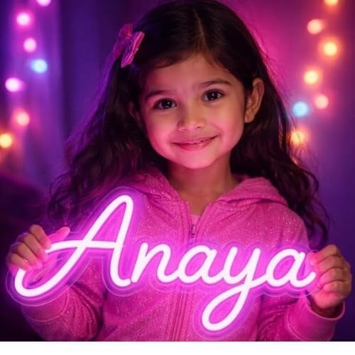 Customize Neon for Kids Birthday with Name Personalized LED Neon Wall Light, Child Name Light for Bedroom, Playroom, Nursery & Birthday Party Decor, Kids Room Wall Art Gift