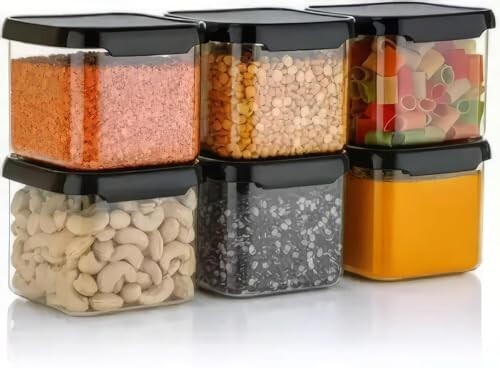 Plastic Food Storage Container Set with Airtight Lids - (500ml, 6Pcs) [30% Coupon]