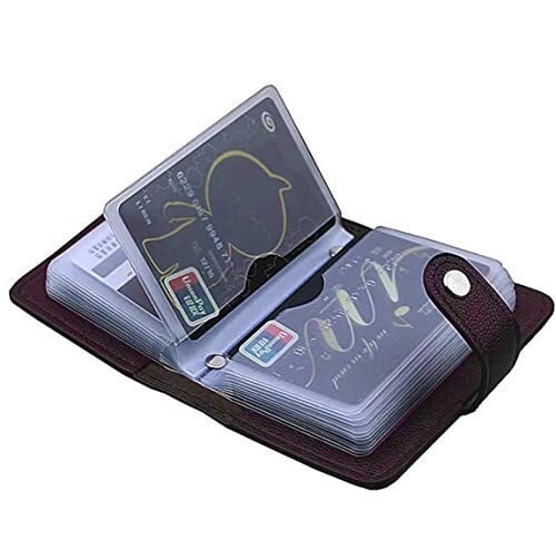 Stealodeal Multi-Slot Leather Debit & Credit Card Organizer Case (Brown)