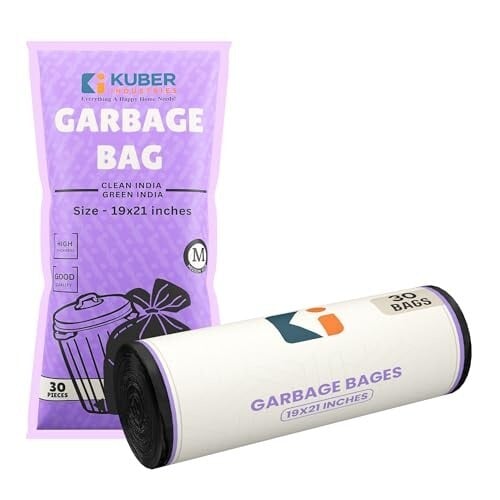 Kuber Industries Vinyl (Medium) Eco Friendly 7 LTR Dustbin Bags - Leakproof|Odour Free|Strong Garbage Bags - For Trash And Waste - Dustbin Covers For Kitchen (21 x 19 Inches) (Black) 30 count