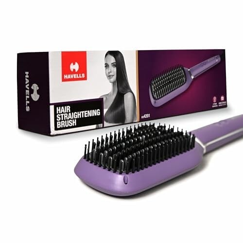 Click to enlarge Havells Keratin Infused Hair Straightener Brush With Temperature Control - Hs4201 (Lowest )