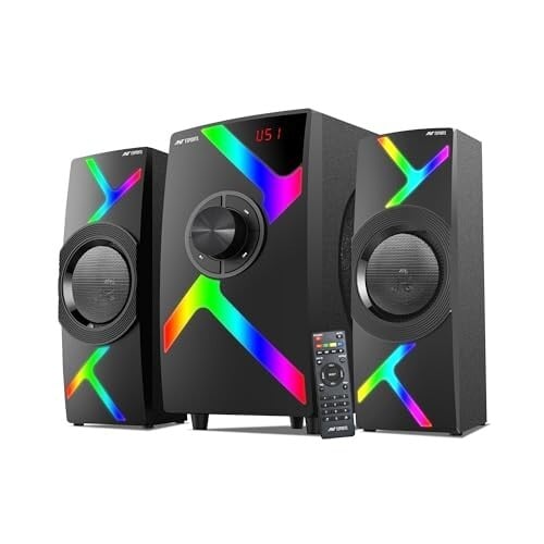 Ant Esports GS80,80W 2.1 Channel Bluetooth Multimedia RGB Speaker with Subwoofer Satellite Speaker, Digital LED Display, Remote, Digital FM, USB & SD Card, Strong Bass, Perfect for Music – G...