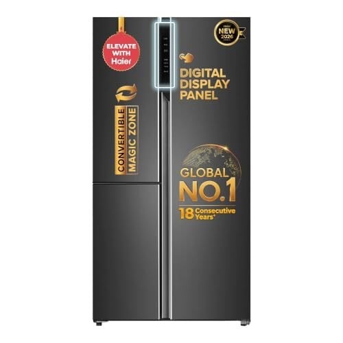 Click to enlarge Haier Smart Choice 598 L 3 Star Frost Free Expert Inverter 3-Door Side by Side Refrigerator