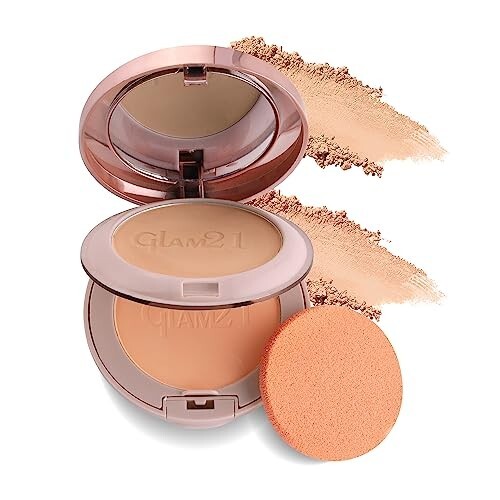Glam21 Powder Perfect Complexion 2-in-1 Compact 24gm with Oil Control formula | Sweatproof | Flowy Matte Finish (Almond - 04)