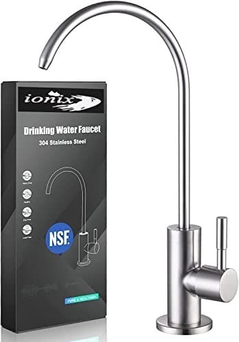 Ionix Tap Kitchen Water Filter Faucet, 100% Lead-Free Drinking Water Faucet Stainless Steel 304 Body Brushed Nickel Finish (Silver).