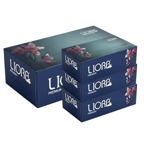 Liora 2 Ply Facial Tissue Box (Pack of 4) | 400 Sheets Total | Soft, Strong & Highly Absorbent Facial Tissue Paper | Premium Virgin Pulp Face Tissues for Home, Office, Car & Travel Use | Ski...