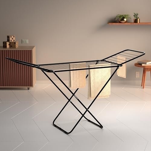 amazon basics Premium Cloth Drying Stand - 3 Way Folding, 42 Feet Drying Length, 20 Drying Rails, Lightweight (Black)
