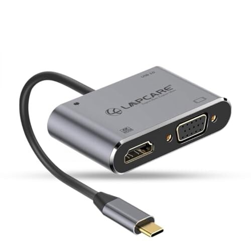 Lapcare LC411 USB-C USB Hub / Docking Station(4-in-1) with 4K 30Hz HDMI, USB 3.0, VGA, Type-C Data, PD Charging, Type-C Plug for Laptop, Mac,PC