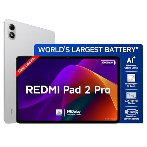 Redmi Pad 2 Pro, 12.1-inch (30.73 CM), LCD Display - 2.5K Sharp & Clear, 8GB RAM, 128GB ROM, Wi-Fi, Quad Speakers