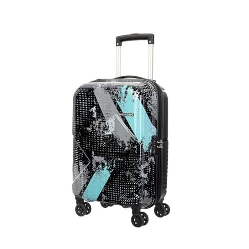 Click to enlarge Kamiliant by American Tourister ATHER Printed Cabin Trolley Bag (55cm) – Hard Case Polypropylene (PP) Small Suitcase with 360° 8-Wheel Spinner & Combination Lock (Black)