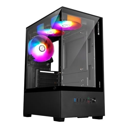 ZEBRONICS ROBUST Premium Gaming Chassis with support for mATX | 3 Fans Included (Black)