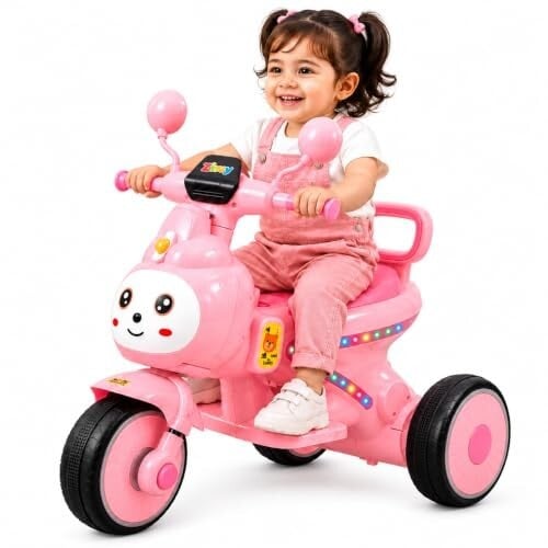 Click to enlarge Pink Electric Ride-On for Kids | Battery Powered Toy with LED Lights | Auto Cut Charging | Bluetooth Music System | Outdoor Riding Toy | Fun Electric Ride-On Gift for Kids