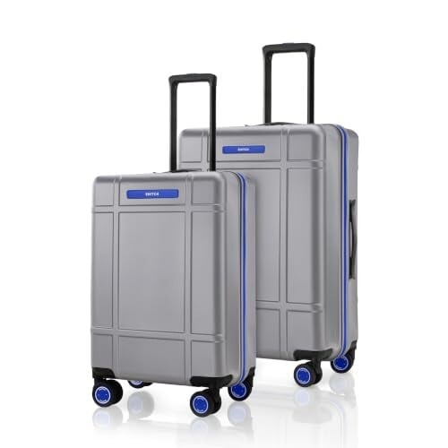 SNITCH Blink Set of 2 Cabin & Check-In Trolley Bags with 8 Wheels (Silver)