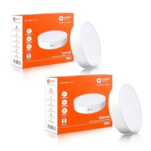 Orient Electric 18W Rimless Round LED Full Screen Surface Panel Light | 6500K, Cool White Pack of 2