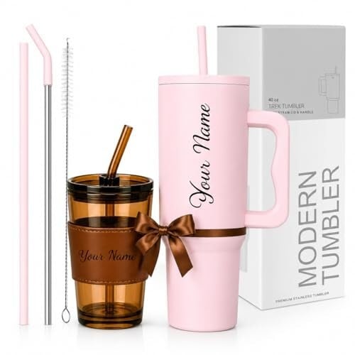 Stainless Steel Tumbler with Lid & Straw, 100% Leakproof Tumblers with Handle, Drink Sipper for Office,Gym & Outdoors 1200ml Tumbler