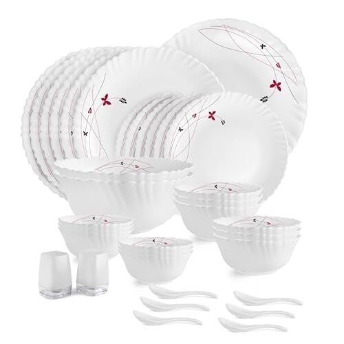 CELLO Lush Fiesta Dazzle Series Opalware Dinner Set of 35 Pieces [20% Coupon]