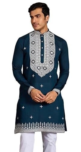 Click to enlarge Kalaanj Men's Embroidered Silk Kurta || Only Kurta (03-MK)