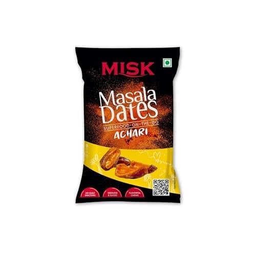 MISK Masala Dates Achari, 40g | Flavoured Seedless Dates | Healthy Snacking | Ready-to-Eat | Superfood Snack | Energy Snack