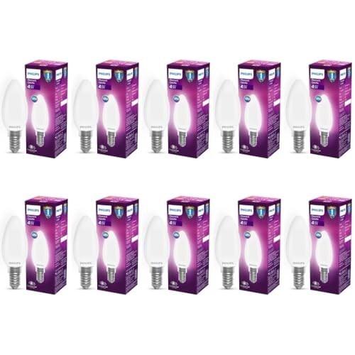 Philips 4-Watt 400-lumen Frosted Candle E14 Base (Cool White, Pack of 10)