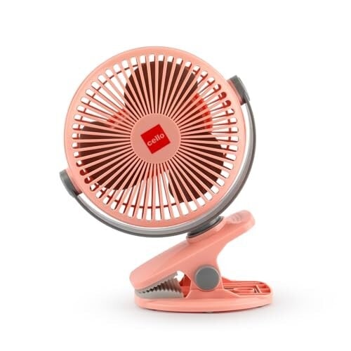 Click to enlarge CELLO Air-Vel Electric USB Type C Recharging Portable Fan 1800mah Pink | Upto 4 Hours Backup, BLDC Silent Motor
