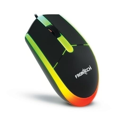 Click to enlarge FRONTECH Wired Optical Mouse | 1200 DPI | 3-Button | Rainbow RGB Lighting | 1.2m Cable | 1 Year Limited Warranty (MS-0107)