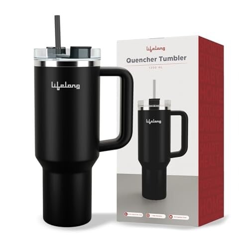 Lifelong Double-Walled Vacuum Insulated Tumbler with Unbreakable Tritan Lid 1200ml | Keeps Drinks Hot for 5 Hours & Cold for 9 Hours | Recycled Stainless Steel, Leakproof Lid & Comfort-Grip Handle