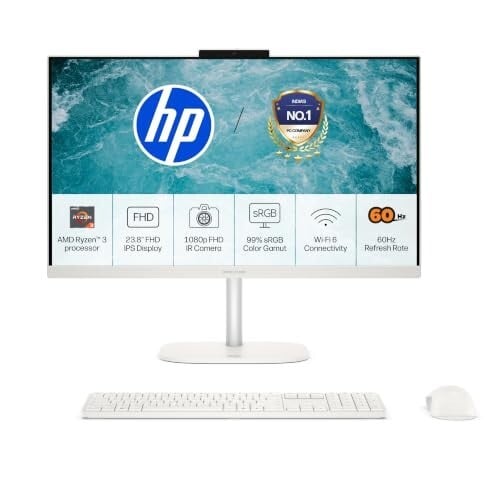 HP OmniStudio All-in-One, AMD Ryzen 3 30, 8GB LPDDR5x, 512GB SSD, FHD, 23.8''(60.5cm), Win 11, Office 24, Cashmere White, 4.61kg, cv0020in, Dual 2 W Speakers, FHD IR Camera, Anti-Glare, Desktop