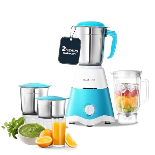 Click to enlarge CADLEC BlendGenie 750 Watt Juicer Mixer Grinder with 4 Jars | High-Power Motor for Juicing, Blending, Grinding & Mixing | Advanced Safety Features | 2-Year Warranty
