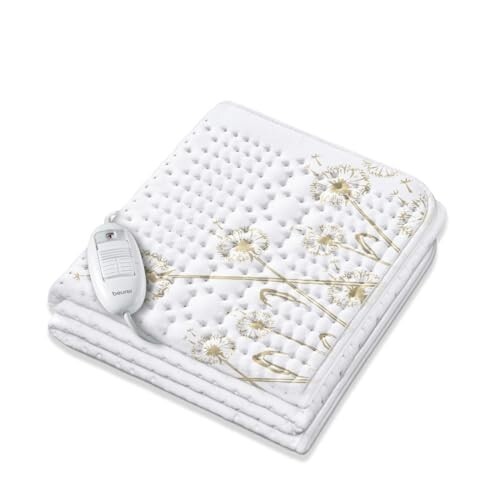 Beurer German Engineering UB 33 Electric Underblanket for Single Bed I German Engineering I 3 Temperature Settings I Printed Cotton Top I Overheat Protection I Illuminated Controls I Machine...