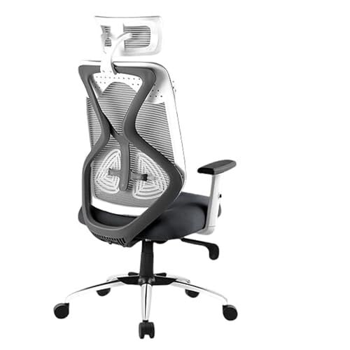 High-Back Breathable Mesh Desk Chair – Height Adjustable & 360°Swivel (Grey & White)