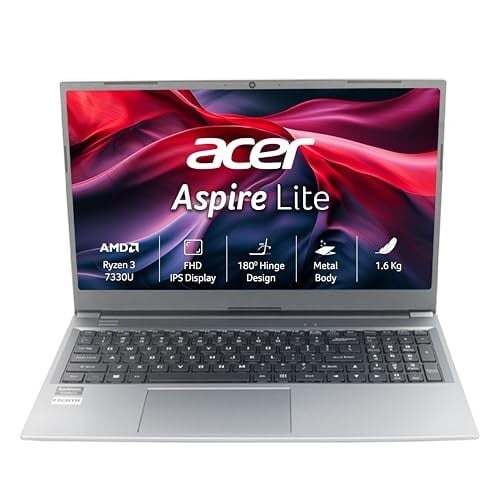 Click to enlarge Acer Aspire Lite, AMD Ryzen 3 7330U Processor, 8 GB RAM, 512 GB SSD, Full HD, 15.6"/39.62cm, Windows 11 Home, Steel Gray, 1.6KG, AL15-41, Metal Body, Premium Thin and Light Laptop