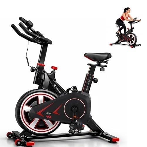 MAXPRO MP007 Spin Bike | Exercise Cycle for Home | 100KG Capacity | 8KG Flywheel | Adjustable Resistance | Silent Belt Drive |4way Adjustable Comfortable Seat Cushion | Indoor Cardio Workout Fitness Bike