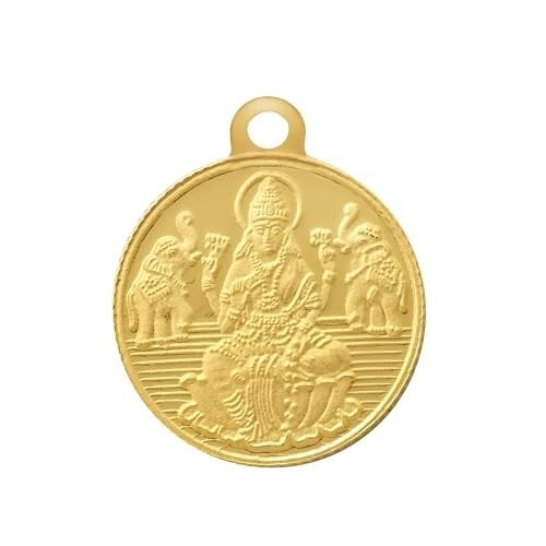 Click to enlarge Bangalore Refinery 2 Gram Round Lakshmi 24k (999) Gold Pendant (without hook)