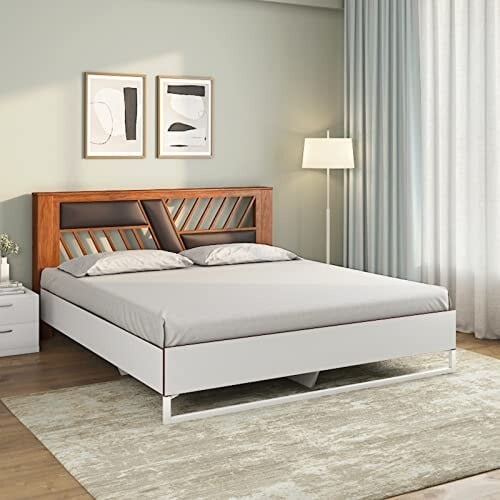 Click to enlarge Nilkamal Zion Meta Without Storage | 1 Year Warranty Engineered Wood Queen Bed (Finish Color - White, Delivery Condition - Knock Down)