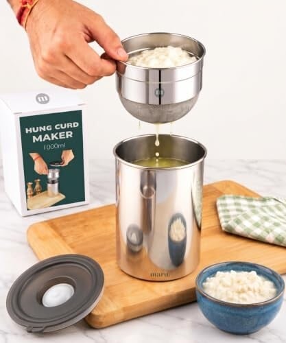 Click to enlarge Maru Stainless Steel Multipurpose Greek Yogurt and Hung Curd Maker