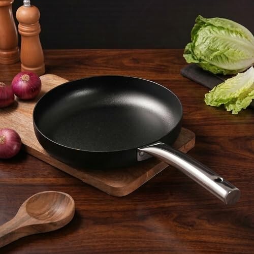Lifelong Carbon Steel (Iron) Fry Pan 24cm | High Heat Stir Fry & Searing Pan with Long Stainless Steel Handle | Naturally Seasoned Non-Stick Surface | Induction & Gas Compatible | Lightweigh...