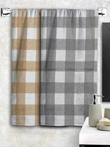 Athom Living Eco Saviour Premium Cotton Bath Towel Waffle Beige and Grey (Pack of 2)