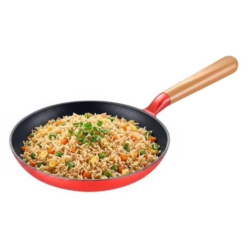 Prestige Castlite Enamel Coated Cast Iron Fry Pan 24cm/1.4L | Lightweight, High Heat Retention | Gas & Induction Compatible | Low-Oil Cooking | Stay-Cool Wooden Handle | Easy Clean | 15Y Warranty