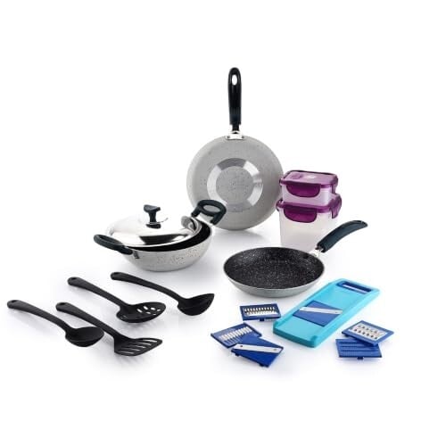 Crystal 11 Pcs Non Stick Cookware Set with Storage Containers