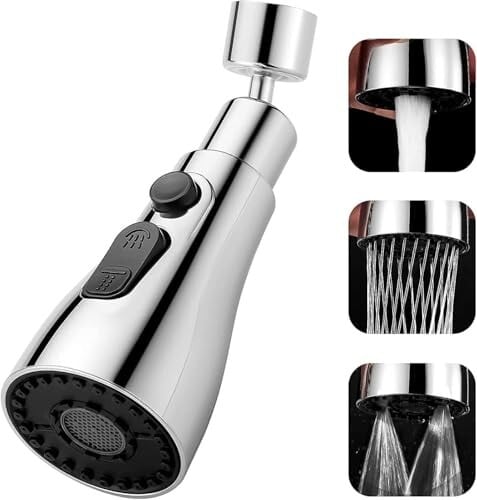 C.HERRY® 3 Modes Tap Extender for Kitchen Sink, Flexible Faucet with Tap Extension for Convenient Use Upgrade Your Kitchen Sink with Flexible Tap for Easy Use (Silver, for 22mm & 24mm Tap)