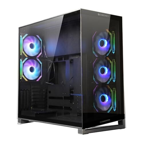Zebronics Premium Gaming Case, Full-Tower, EATX, ATX, 5 ARGB Fans, Upto 480mm AIO Support, Type-C, USB 3.0, Vertical GPU, Dual Chamber, Magnetic Dust Filter (Shadowcore, Black)
