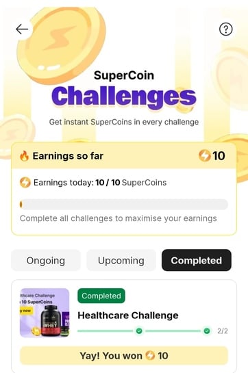 Flipkart Supercoins - Healthcare challenge - Win 10 supercoins (User Specific)