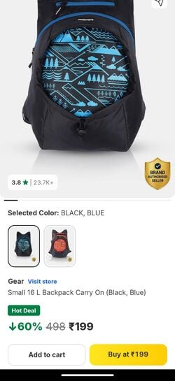 LOOT DEAL! Gear Small 16L Backpack – Black & Blue